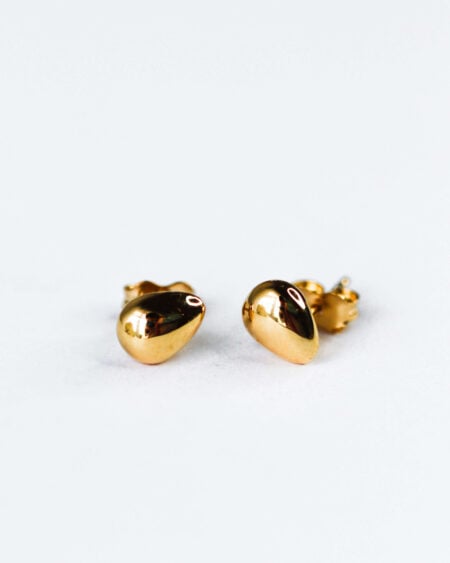 Gold Tear Drop Stud Earrings