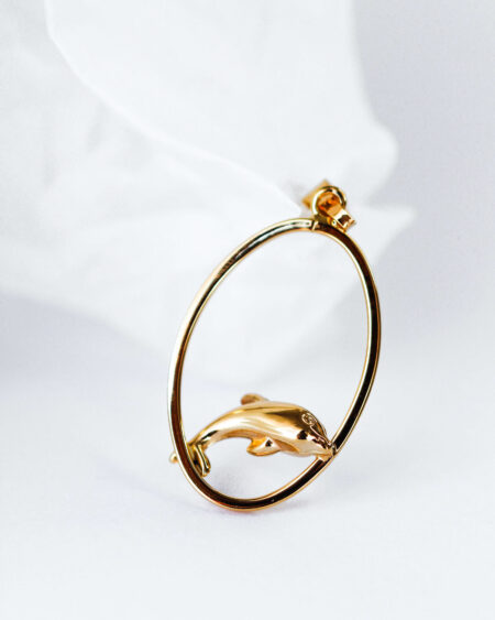 Gold Dolphin Hoop Pendant