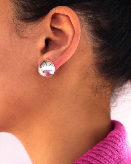 Silver Half Ball Earrings