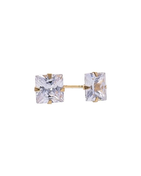 Gold Square CZ Stud Earrings