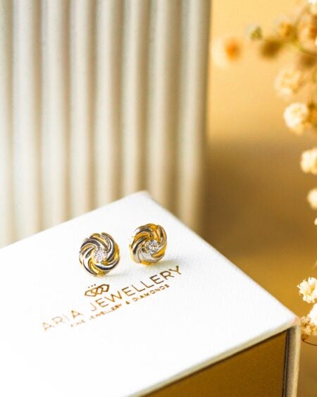 9ct Gold and Silver Swirl Studs