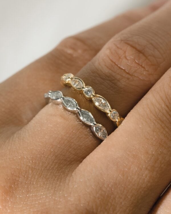 Marquise and Round Moissanite Eternity Band