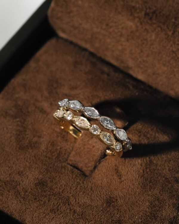 Marquise and Round Moissanite Eternity Bands