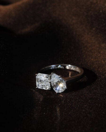 Pear Asscher Toi et Moi Rings
