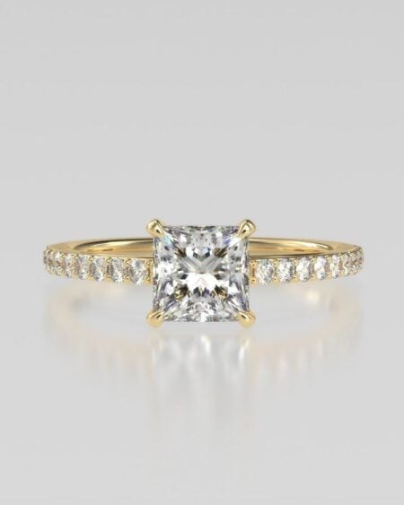 Princess Cut Moissanite Pave Ring