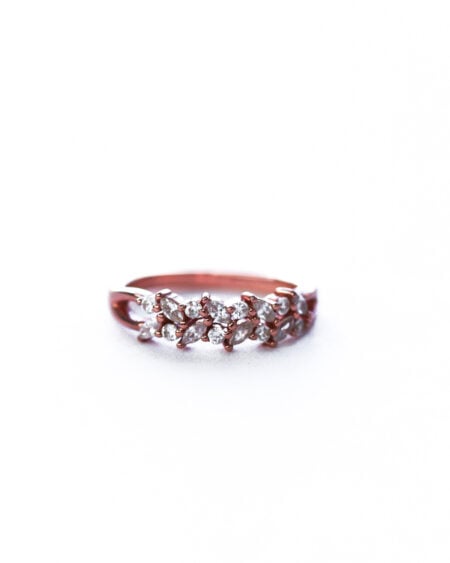 Rose Gold Plated Floral Marquise Ring