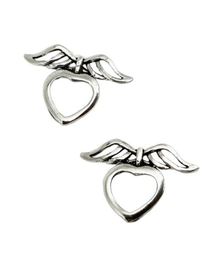 Silver Heart Wing Earrings