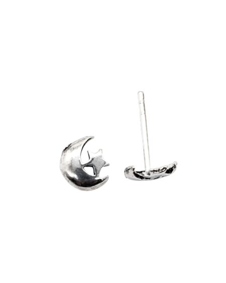 Silver Moon and Star Studs