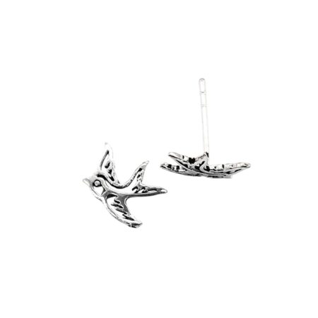 Silver Swallow Stud Earrings