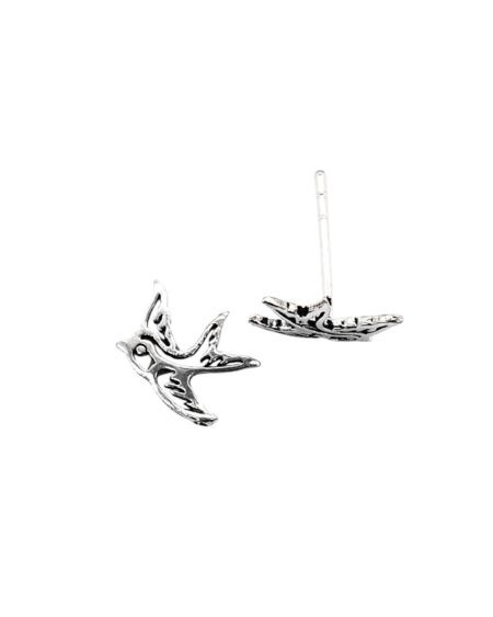 Silver Swallow Stud Earrings