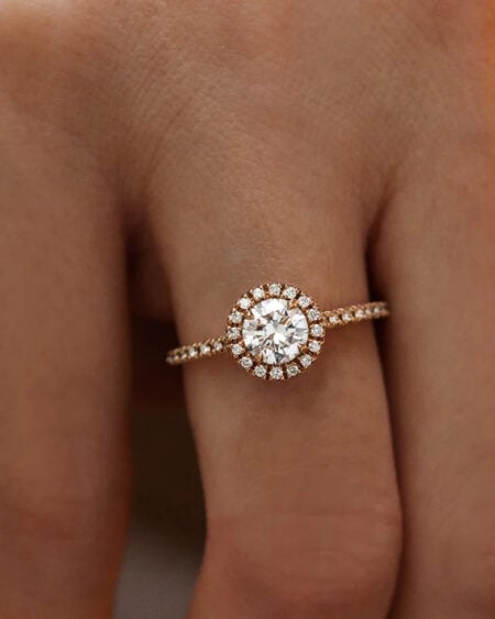 Moissanite Halo Engagement Ring
