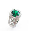 Filigree Green Halo Silver CZ Rings