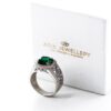 Filigree Green Halo Sterling Silver CZ Ring