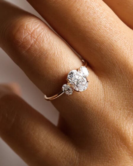 Moissanite Oval Trilogy Ring