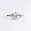 Moissanite Oval Trilogy Ring White Gold