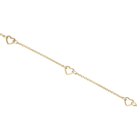 5 Heart Link Bracelet Gold