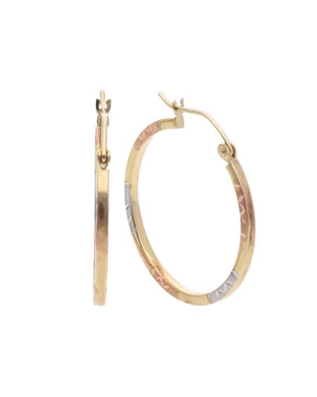 9ct Tri Colour Hoop Earrings