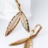 Gold Feather Charms Earrings