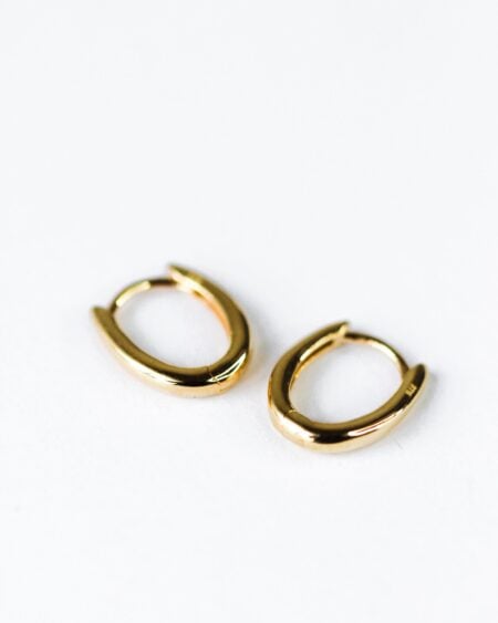 Gold Oval Huggie Earrings