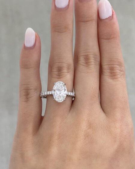 Oval Moissanite French Pave Ring