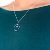 Silver Circle Crystal Drop Necklace
