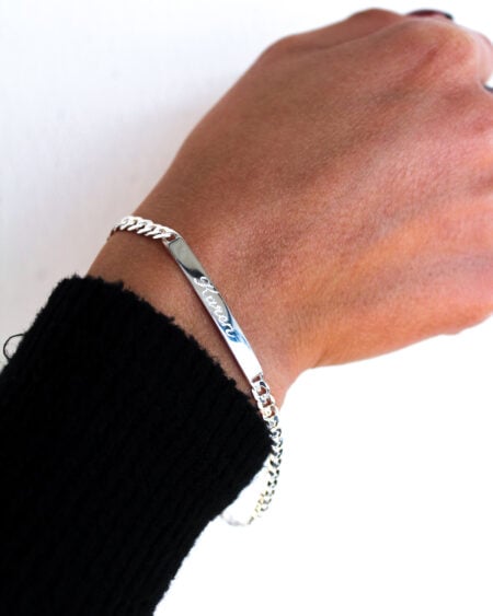Sterling Silver Engraved ID Bracelet