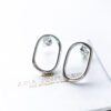 Silver Oval Abstract Hoop Earrings