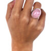 Silver Rose Quartz Oval Statement Ring