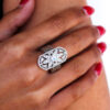 Silver Vintage Floral Statement Ring