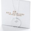 Sterling Silver Circle Crystal Drop Necklace