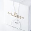 Sterling Silver Circle Crystal Necklace