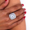 Sterling Silver Cushion Floral Statement Ring-2