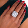 Sterling Silver Cushion Floral Statement Rings