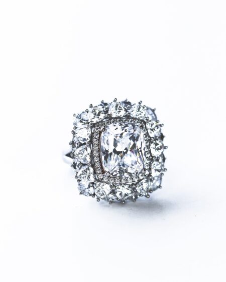 Sterling Silver Cushion Floral Statement ring