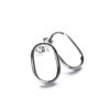 Sterling Silver Oval Abstract Hoop Earrings