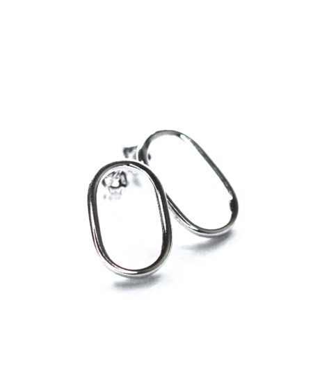 Sterling Silver Oval Abstract Hoop Earrings