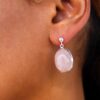 Sterling Silver Rose Quartz Oval Drop Earring
