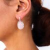 Sterling Silver Rose Quartz Oval Drop Earrings