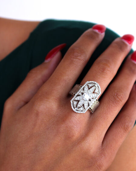Sterling Silver Vintage Floral Statement Ring