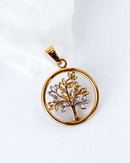 Two-tone gold tree of life pendant -2