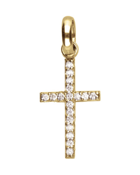 9ct Gold Diamond Cross Pendant Yellow Gold