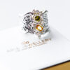 Custom Citrine And Topaz Silver Abstract Ring