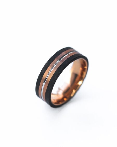 Rose Gold Tungsten Carbon Wedding Band