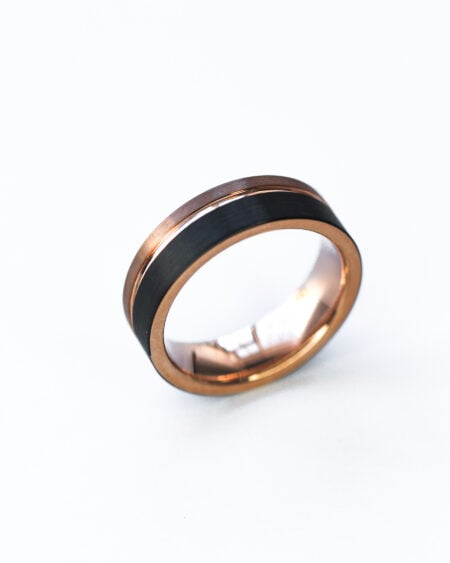 Mens Rose Gold Tungsten Wedding Band