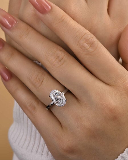 Oval Crushed Ice Moissanite Ring