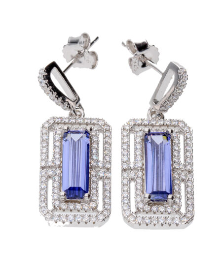 Silver CZ Tanzanite Earrings