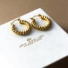 Chunky Twisted Gold Plated Earrings