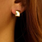 Gold Contemporary Cube Huggies Earrings