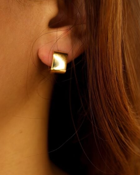 Gold Contemporary Cube Huggies Earrings