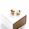 Gold Contemporary Cube Huggies Earrings